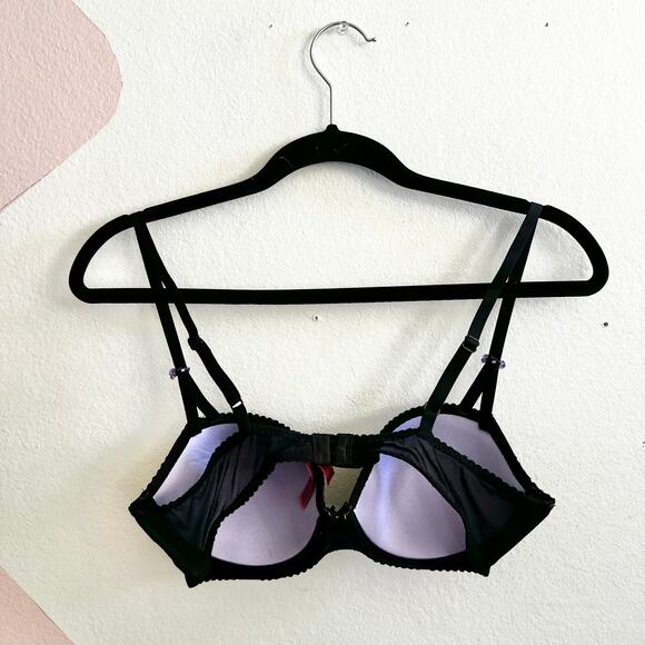 Betsey Johnson Black Butterfly Bra 36B Y2K 2000s Lingerie Mall Goth Emo - Picture 2 of 5